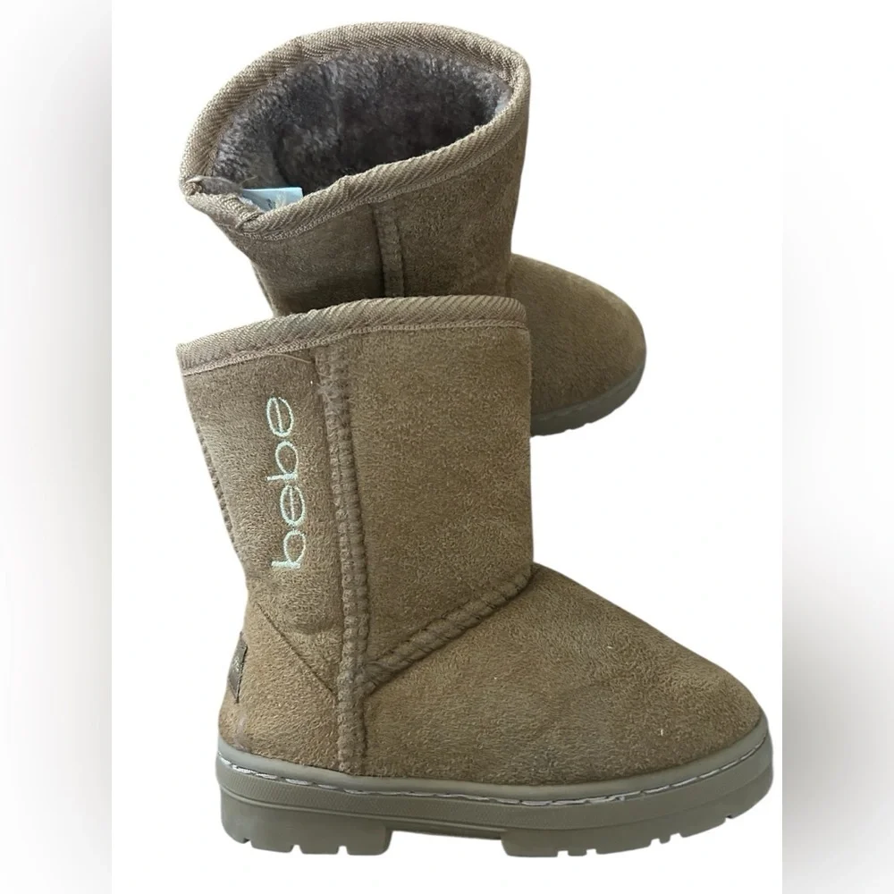 bebe Girls Brown Faux Fur Pull-On Winter Boots Size 9
